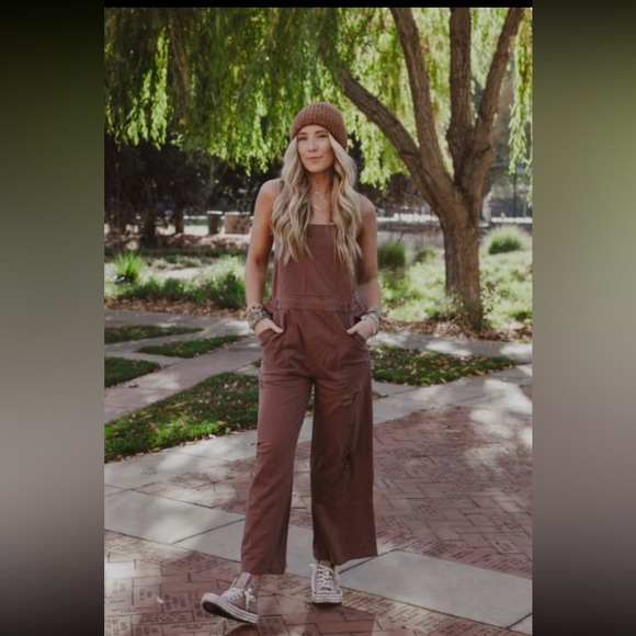 Boho Dusty Trails Distressed Overalls - Picture 3 of 5